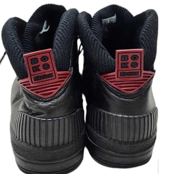 Reebok Boks Vtg Black Leather Sneakers 9 Lace Up Chukka Cap Toe - Picture 1 of 12